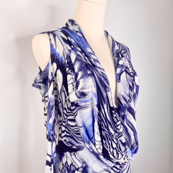 Jean Paul Gaultier - Blue Psychedelic Marble Cowl Neck Dress - Picture 10 of 16